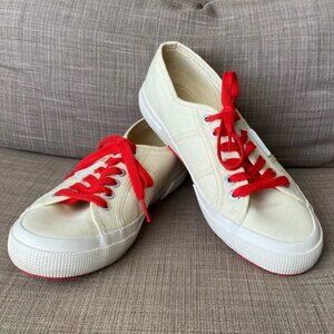 RARE SUPERGA x SANDRO collaboration Cream and Red sneakers US SIZE 8 /EU SIZE 39